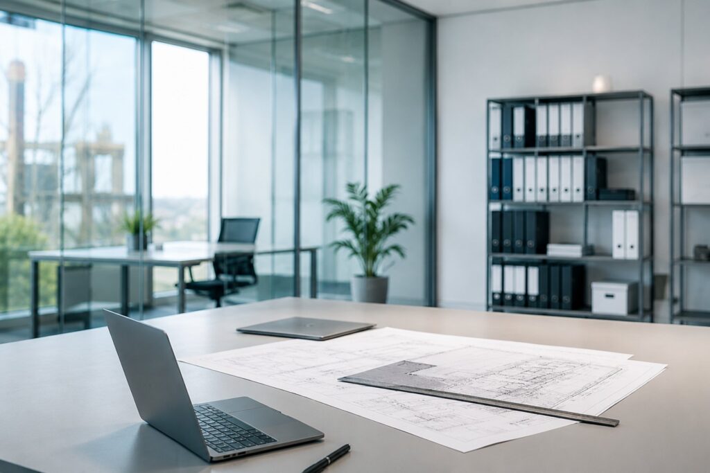 Moderner Arbeitsplatz für Projektanfragen und technische Abstimmung